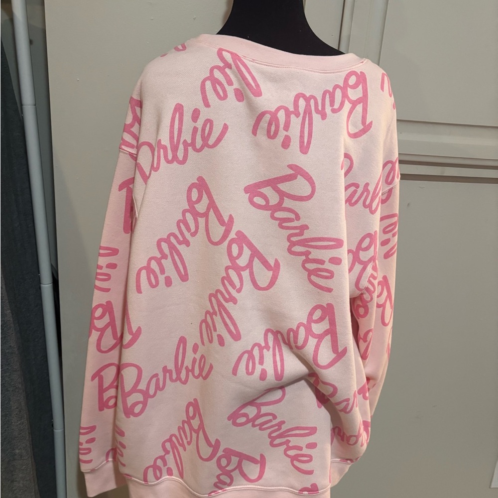 Barbie Pink Logo Crewneck Sweatshirt - Women's Top - Picture 3 of 5